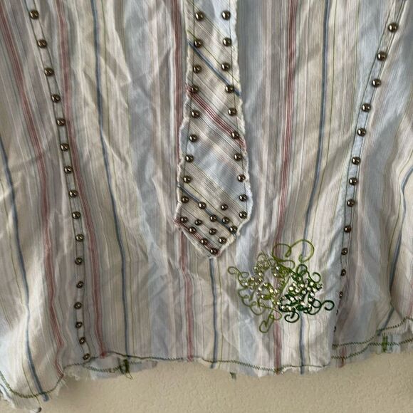 Johnny was striped studded embroidered‎ button down - Picture 7 of 12